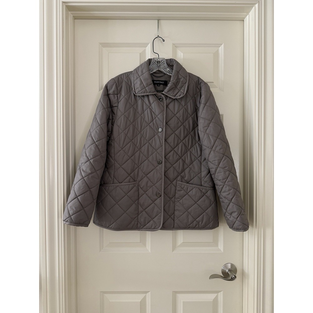 ellen tracy women light army green coat size PM